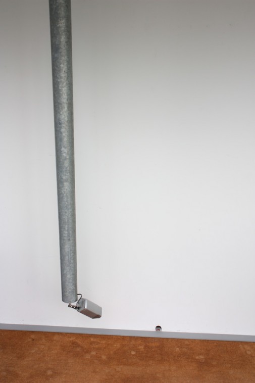 The Plague # 5, 2011, Metal pole, surveillance camera and model figueres, Variable dimensions
