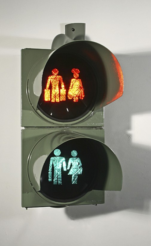 "Schengen # 1", 2009, Traffic light, 64 x 26,5 x 50 cm